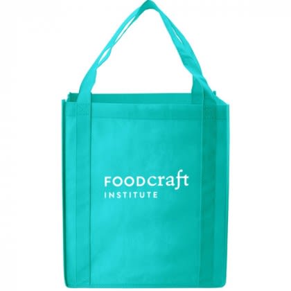 Logo Imprinted Reusable shopping bags- Saturn Jumbo Non-Woven Tote - Teal